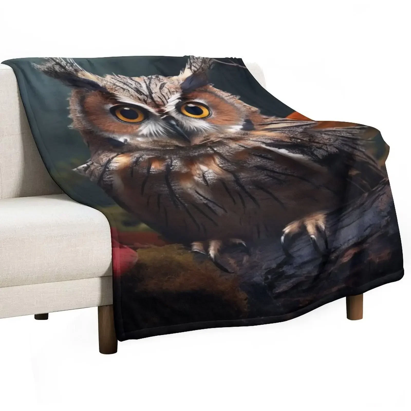 

Hibou des bois enchanté Throw Blanket Lightweight Warm Blanket for Travel Camping