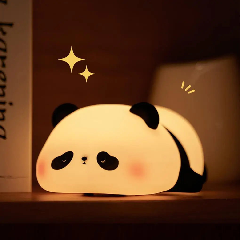 Linda lámpara de silicona de Panda para escritorio de oficina o dormitorio, mesita de noche, dormitorio, luz para dormir