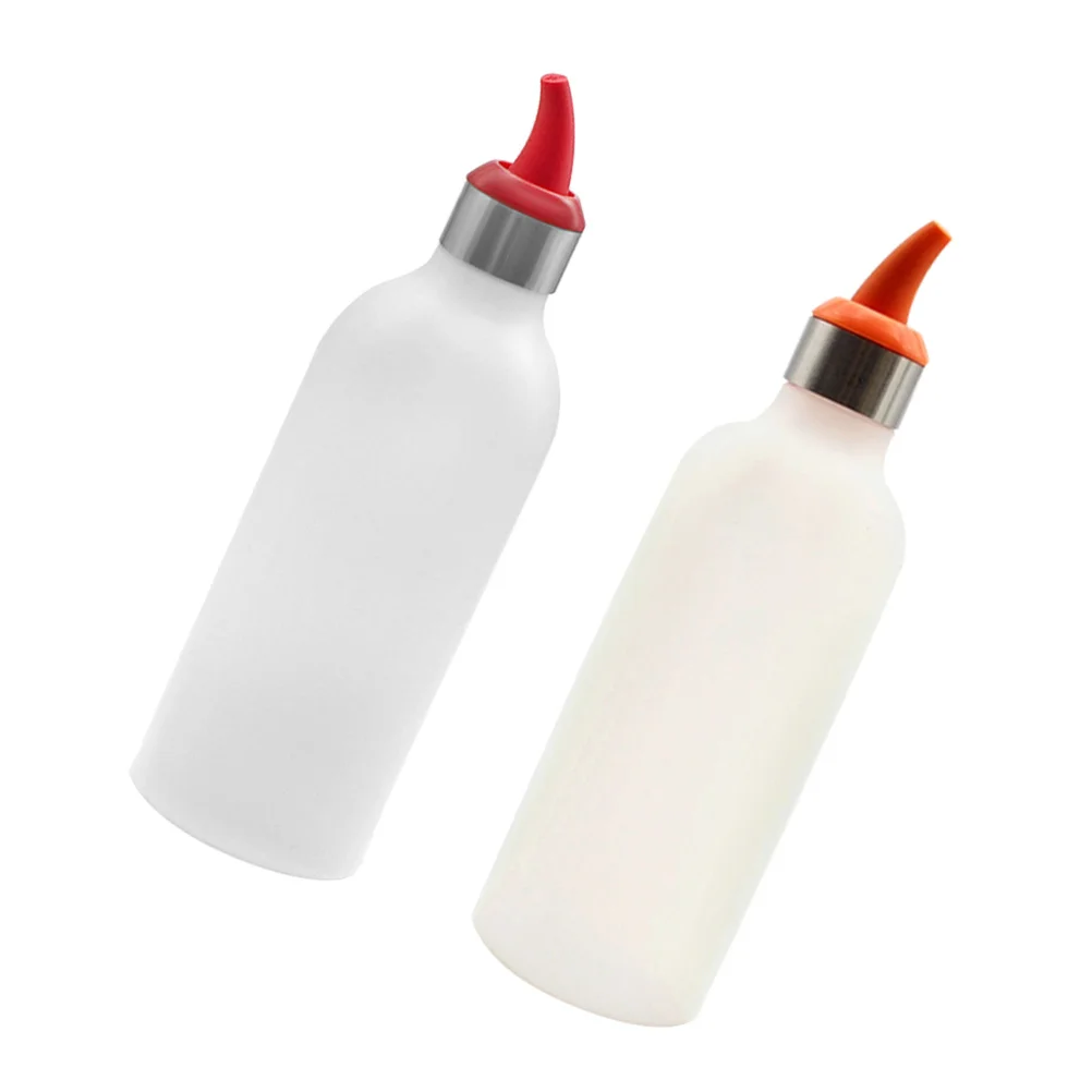 2pcs Silicone Squeeze Jam Bottles Tomato Sauce Dispensers BBQ Accessories for Salad Dressing Mustard (Mixed Colors)