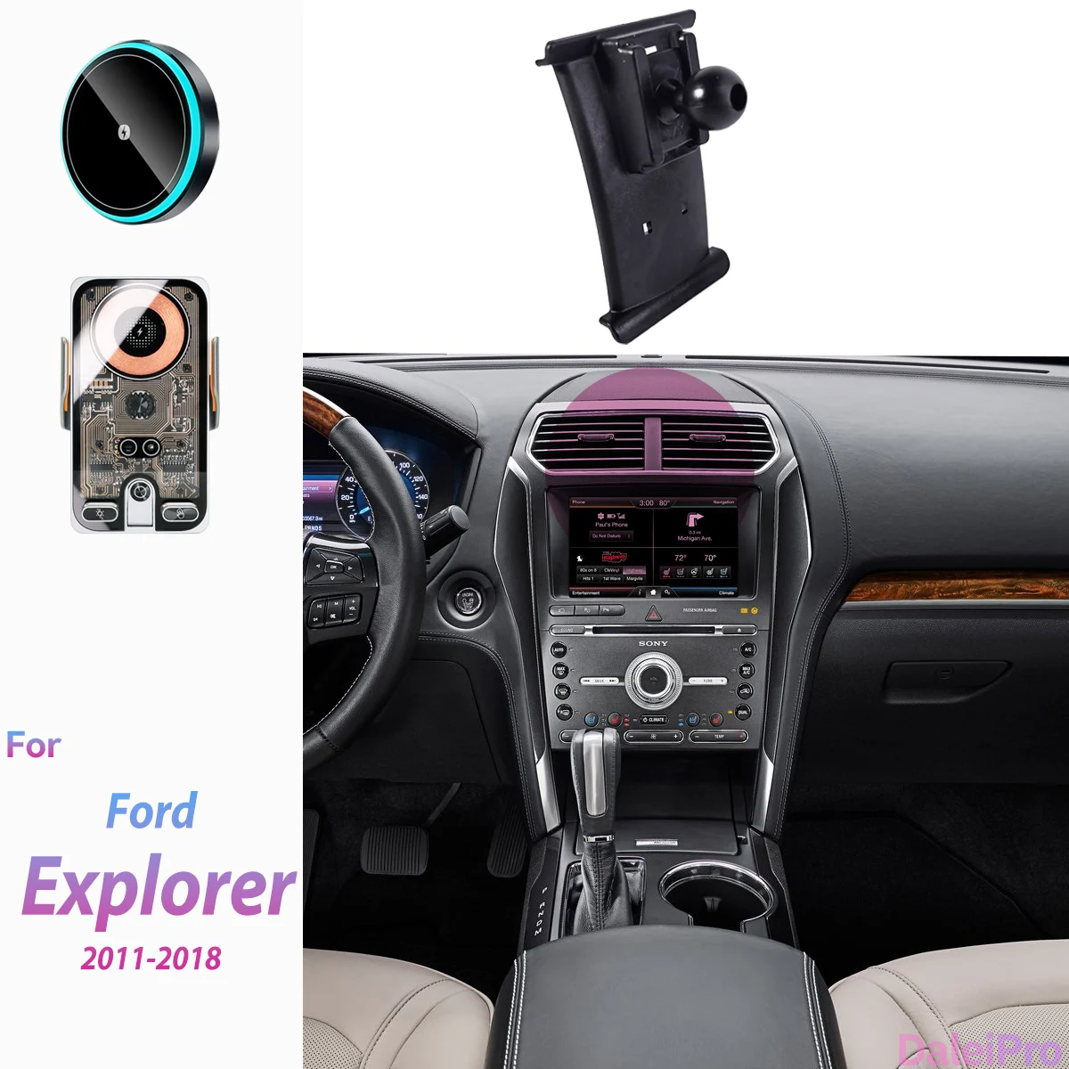 Für 2011-2018 Ford Explorer Auto-Handyhalterung Kabelloses Ladegerät Magsafe-Halterung Automatische Klemmung Starker Magnet Auto-Zubehör