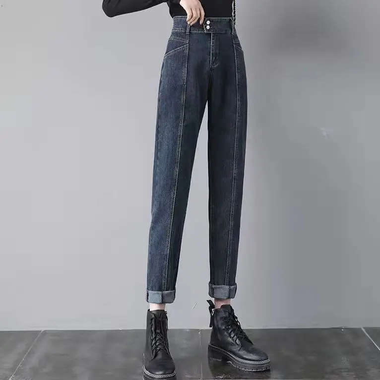 Vintage High Waist Size Harem Jeans Straight Denim Pants Strecth Baggy Vaqueros New Trend Trousers Woman Casual Spodnie XK109