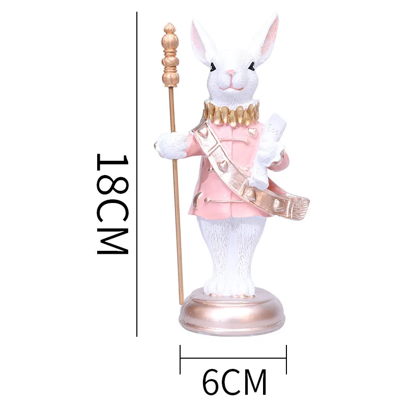 New 2025 Creative Easter Resin Scepter Horn Rabbit Home Resin Decoration Desktop Bedroom Ornament Surprise Gift