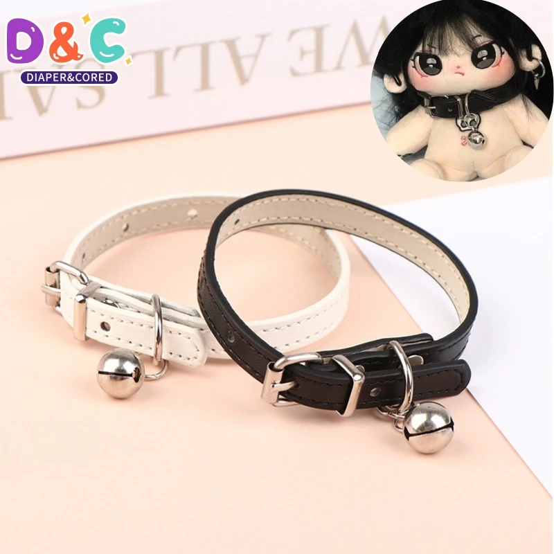 1Pcs Black/White 20cm Cotton Doll Leather Collar Bell Star Idol Doll Accessories Photo Props