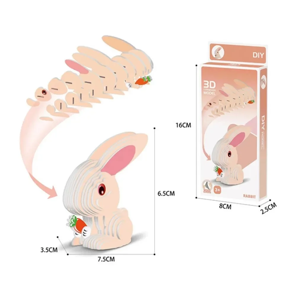 Rompecabezas 3D para niños, unicornio de papel, conejo, divertido juguete DIY, juguetes educativos Montessori de montaje Manual, rompecabezas de modelo Animal