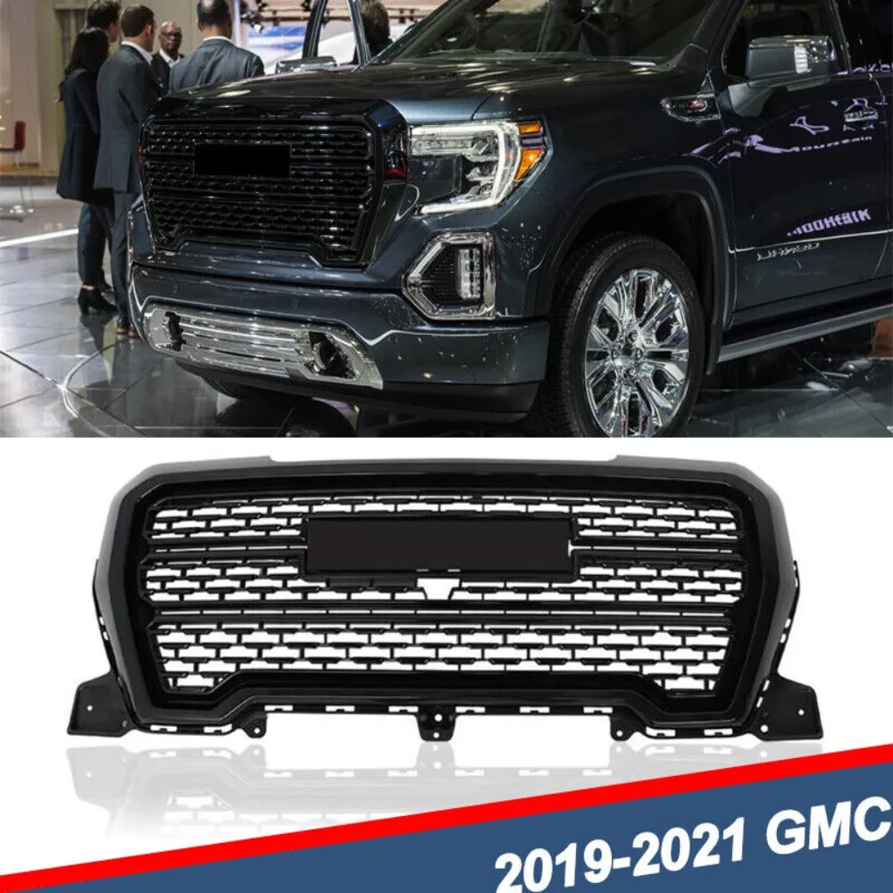 

Fit For 2019-2021 GMC Sierra 1500 Gloss Black Denali Style Front Upper Grille US United States