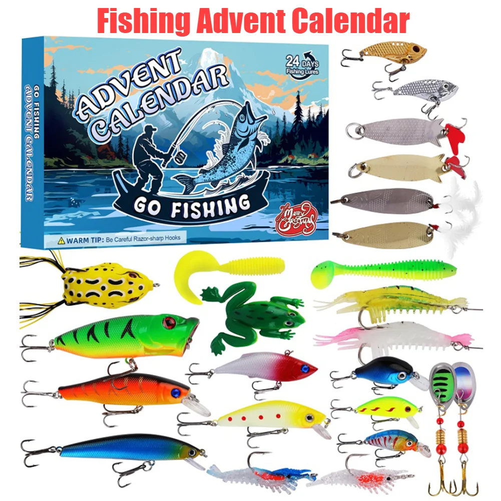 

Fishing Advent Calendar 2024 Christmas Countdown Calendar 24 Days Xmas Gifts Box Fishing Lure Set Fishing Tackle Advent Calendar