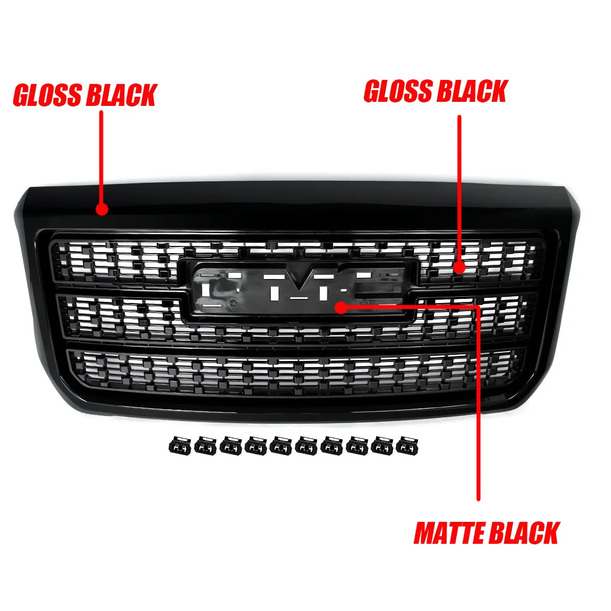 Magickit Front Radiator Grille Replace For GMC Sierra 2500HD 3500HD 2015-2019 Denali Front Bumper Grille Glossy Black 84542600