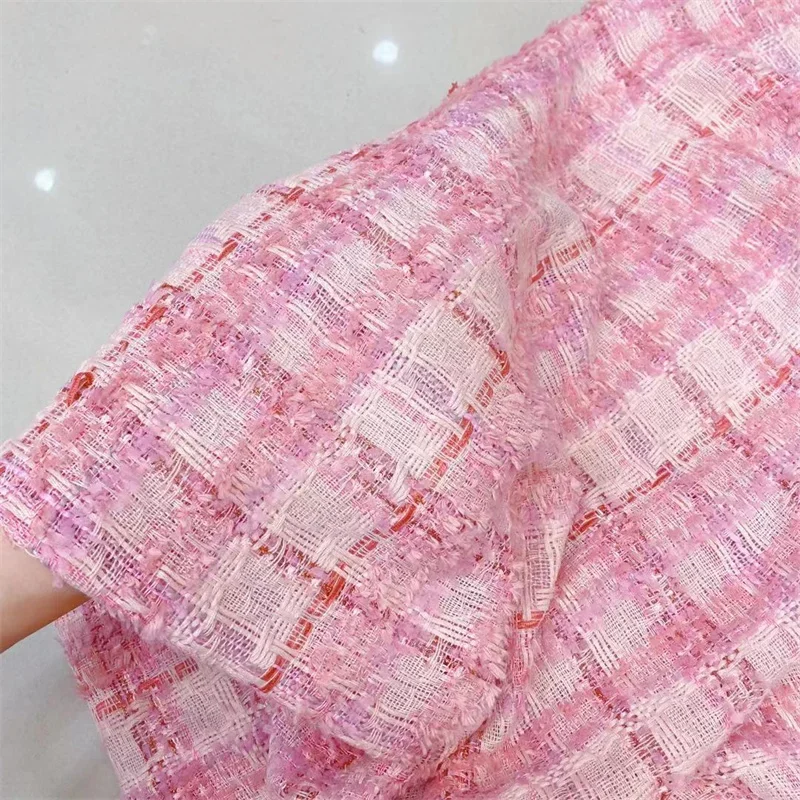 Pink Classic Style Tweed Fabric, Outer Clothing, Textile Suit Fabric, Monochromatic Fabrics for Wedding Jersey, Knit Warp, 2024