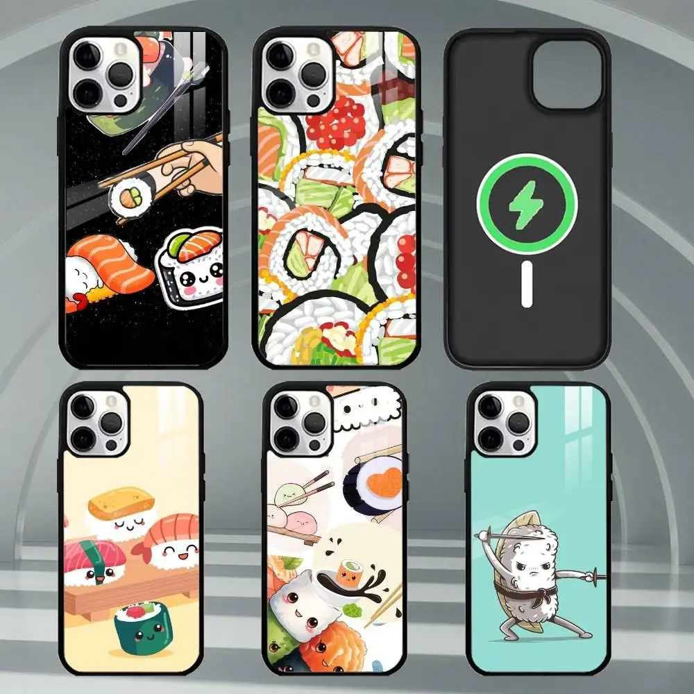 

K-Kawaii S-Sushi Crowd Phone Case For iPhone17,16,15,14,13,12,11 Plus,Pro Max Magnetic For Magsafe Wireless Charging
