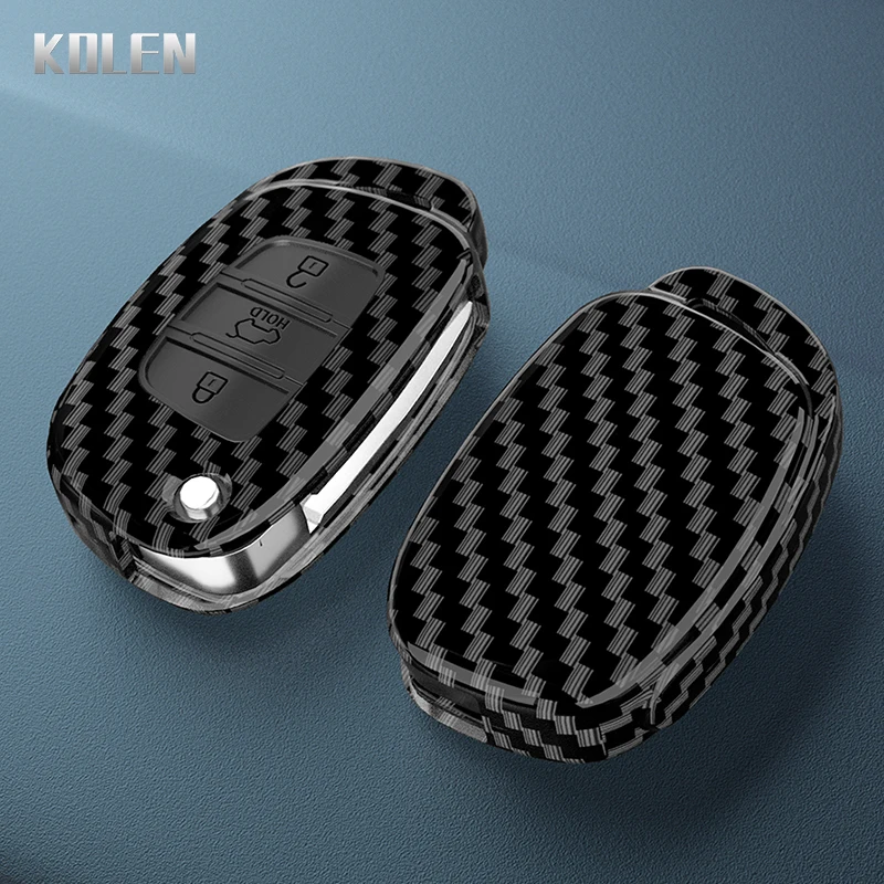 ABS Carbon Fiber Style Car Key Case Cover For Hyundai Solaris Creta iX25 KONA Tucson Santa FE Sonata Elantra iX35 I20 HB20 iX45