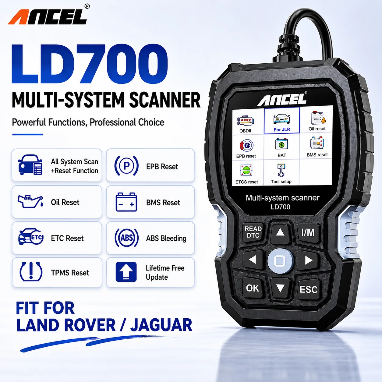 Auto Diagnostic Tool ANCEL LD700 OBD2 Scanner All System for Land Rover Jaguar JLR EPB BMS DPF ABS TPMS Oil Reset Code Reader