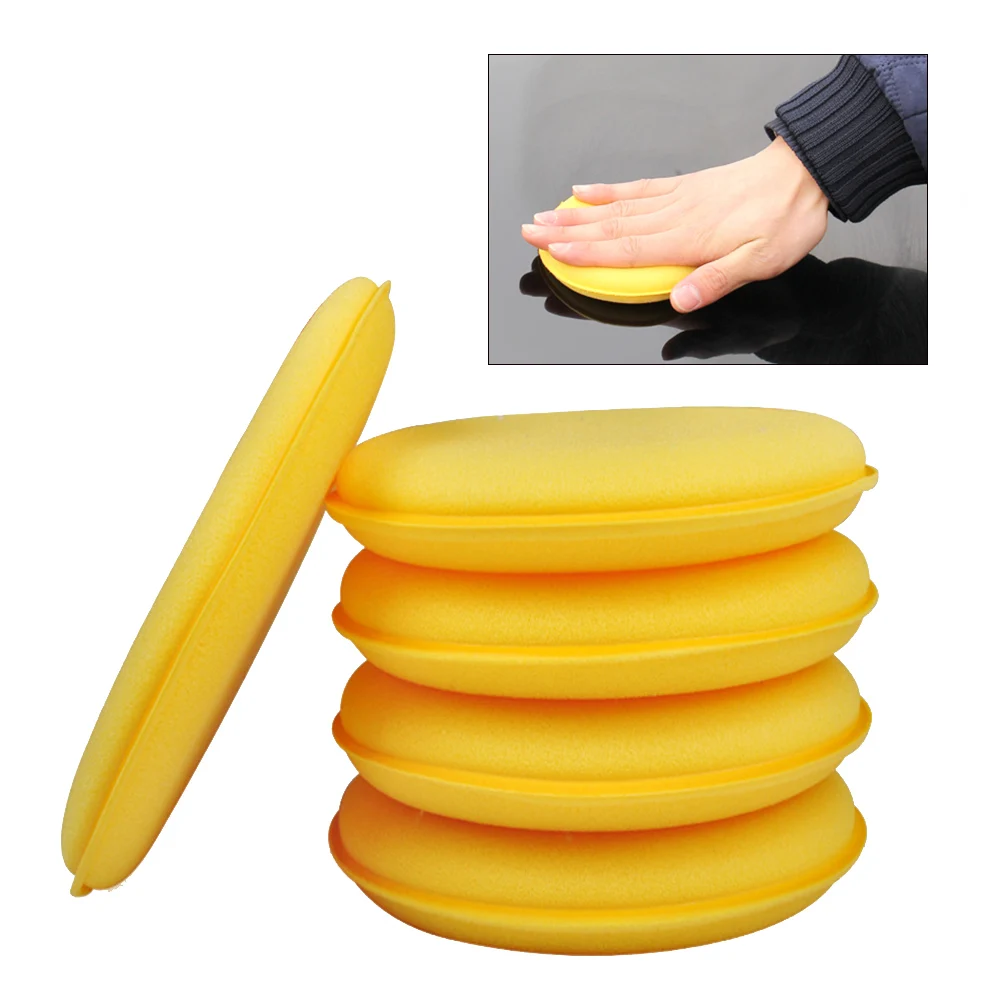 

5 pcs Car Wash Sponge Polishing Disc Cleaner Scrubber Pads Press Edge High Density Durable Reusable Car Cleaning Tool