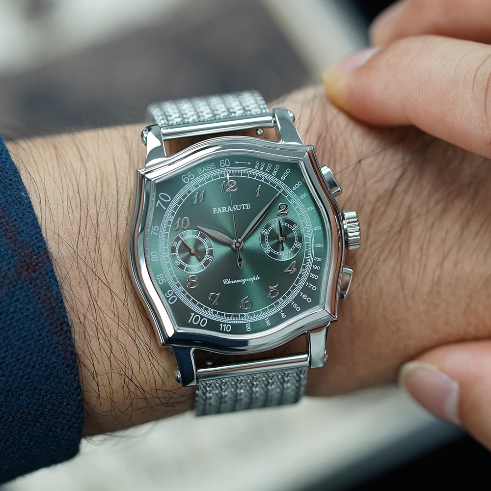 นาฬิกาข้อมือผู้ชาย FARASUTE รุ่นใหม่ ระบบโครโนกราฟ กลไกไขลาน ใช้เครื่อง Seagull ST19  กระจกแซฟไฟร์ reloj hombre