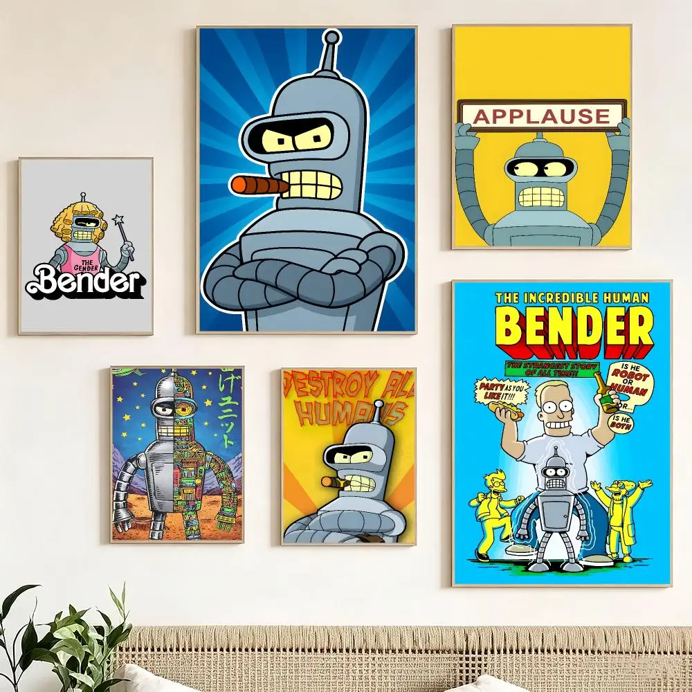 Cartoon B-Bender Anime Poster impermeable para el hogar sala de estar dormitorio bar decoracion estetica