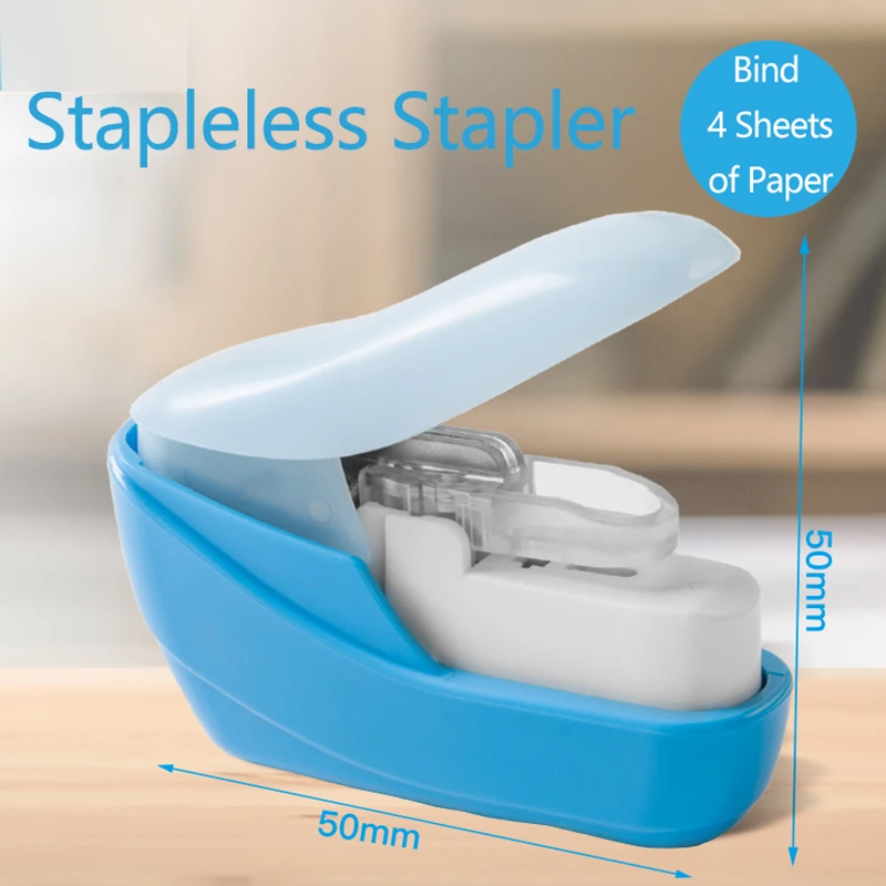 Book Paper Stapling Mini Portable Stapleless Stapler School Office Supplies New