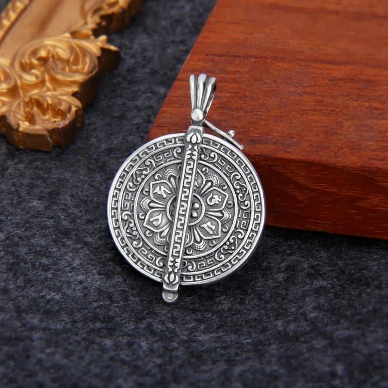 Sterling silver  Vintage Mantra Gawu Box Necklace Buddhist Buddha Amulet Necklace Good Lucky Jewelry Necklace