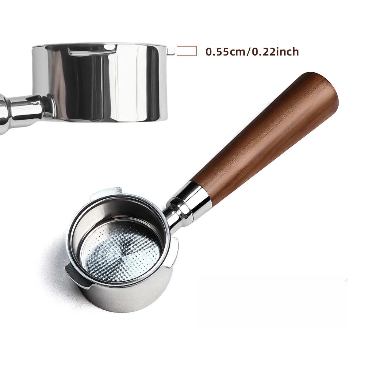For Monitoring Extraction Flow 51mm Bottomless Portafilter Bottomless Espresso Portafilter Wood Handle Portafilter