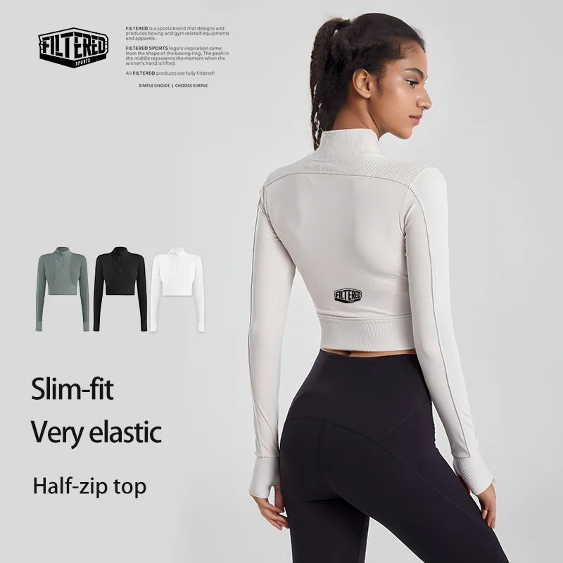 FILTERED Women'S Slim Fit Short Sports Jacket Women'S Slimming Body Fitness Clothes Sculpting Zipper Yoga Jacket Sports Coat