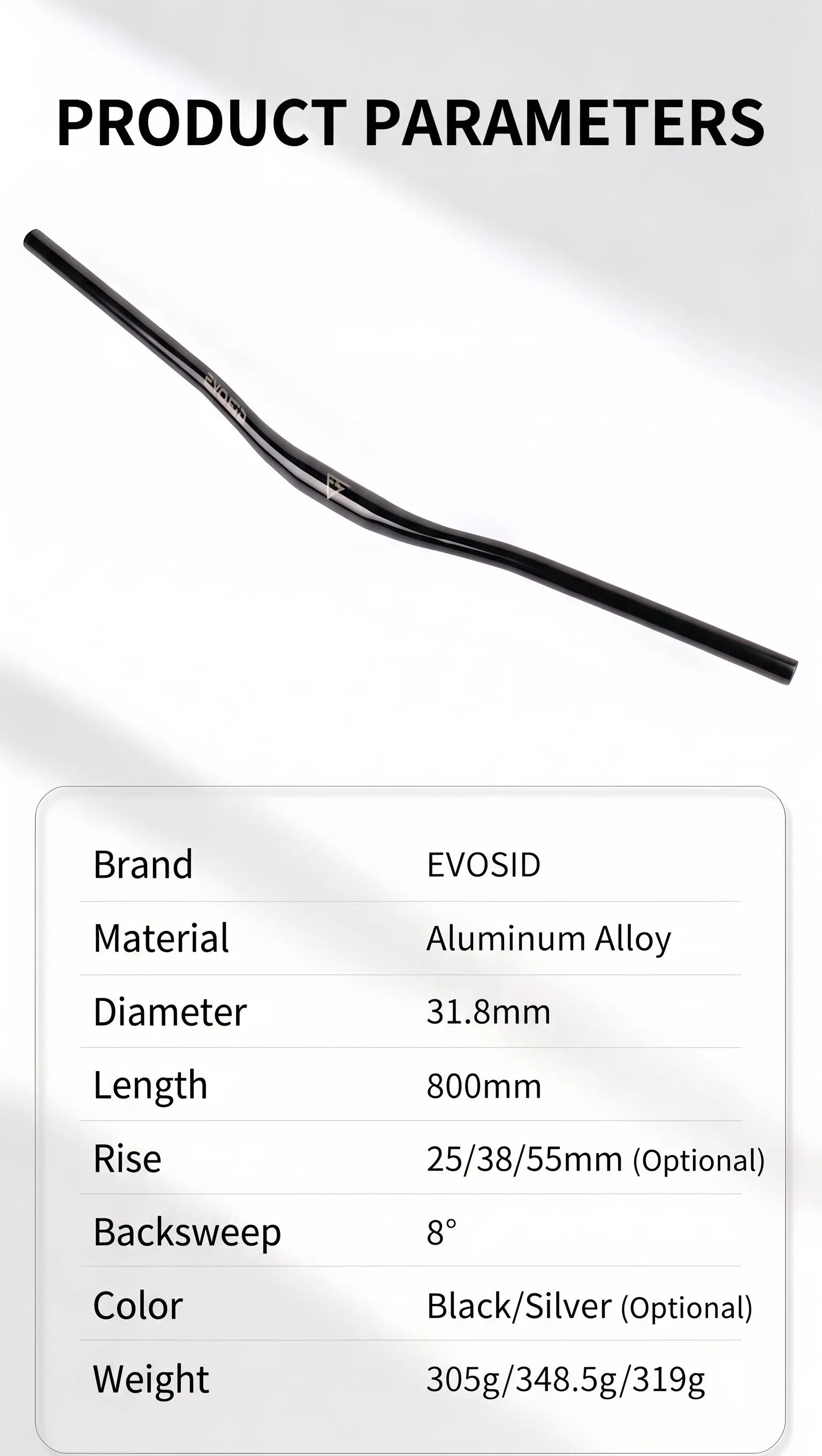 EVOSID Ultraleicht MTB Fahrrad Lenker 31,8mm Fahrrad Riser Bar 800mm Mountainbike Swallow Lenker Aluminium Legierung Fahrrad Teil – Detail 2