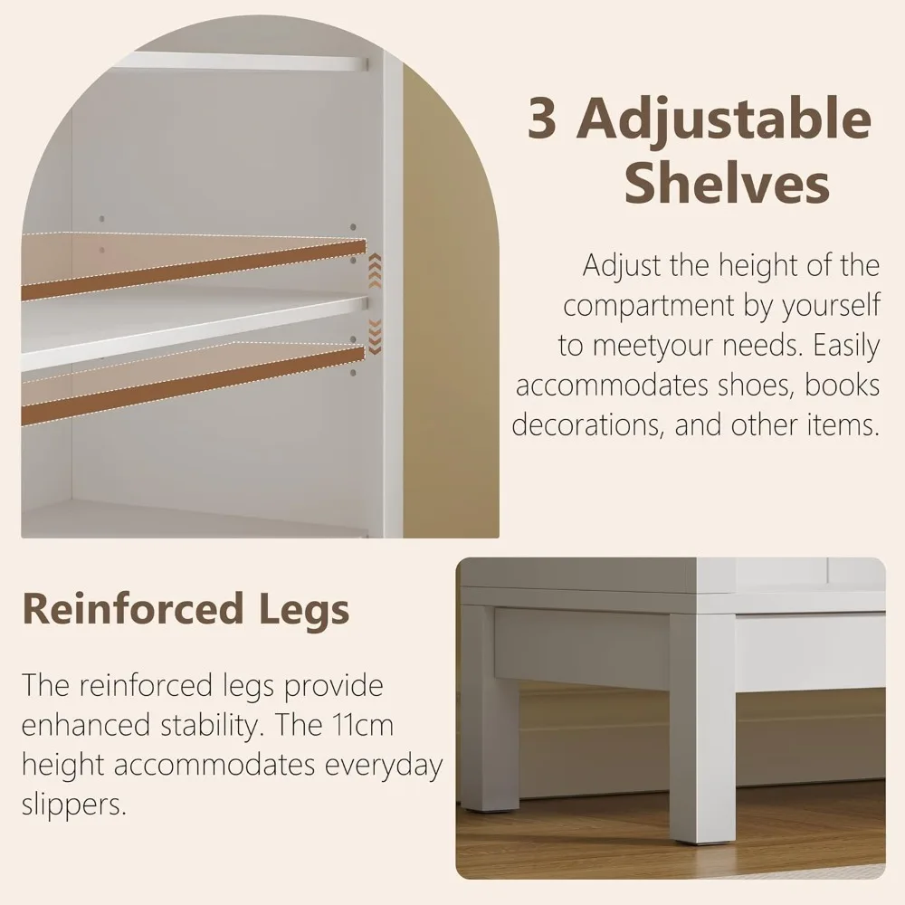 خزانة كتب مقوسة بطول 70 بوصة على طراز المزرعة الحديثة مع أرفف قابلة للتعديل لحل تخزين المدخل في غرفة المعيشة