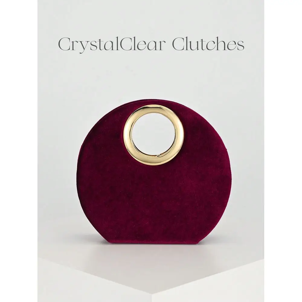 

Elegant Burgundy Velvet Handbag, Luxury Velvet Clutch Bag For Evening Party, Suitable For Formal Dresses, Weddings, Birthdays,