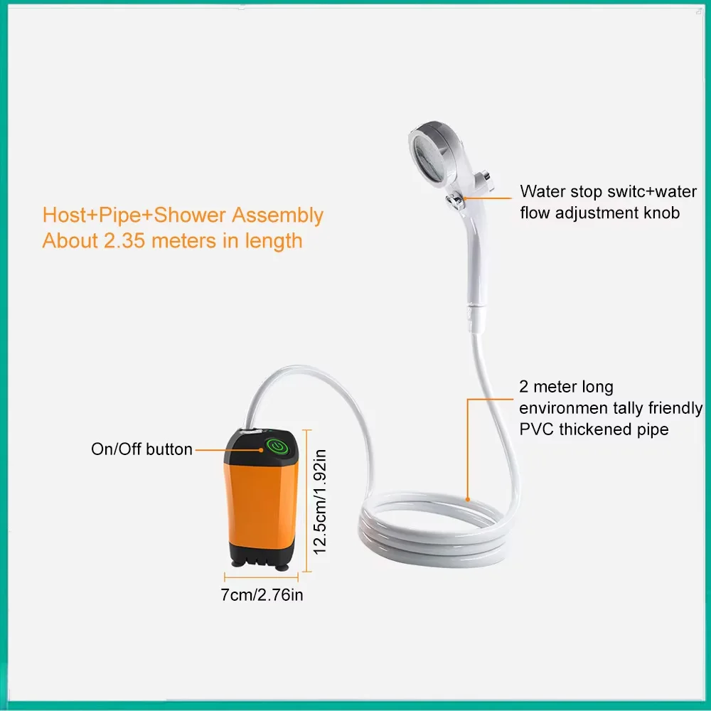 

Outdoor Camping Shower Portable Electric Shower Pump IPX7 Waterproof with Digital Display for Camping Travel Beach Pet Watering