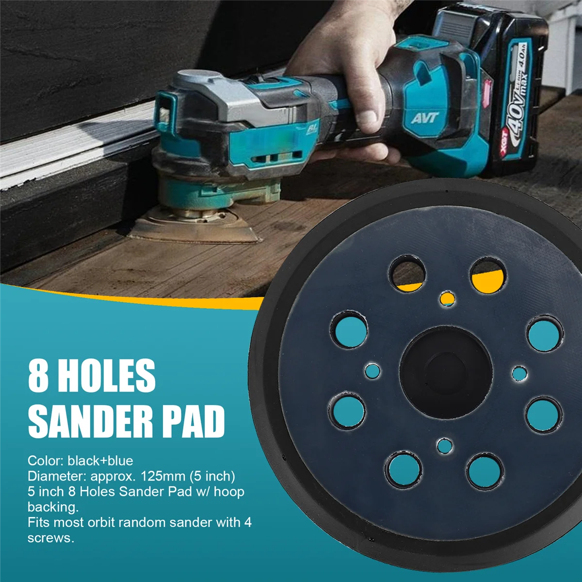 5-дюймовая шлифовальная подложка с 8 отверстиями 125 мм для орбитальной шлифовальной машины Makita, дисковые диски Porter, резервная накладка на кабель