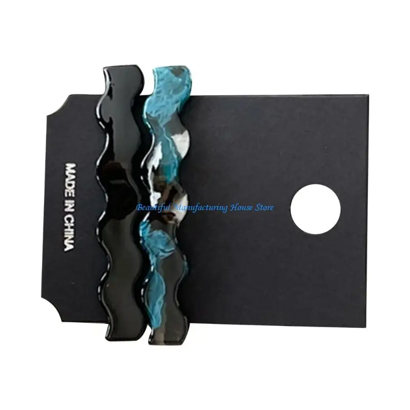 E56A Korean Modern Hair Barrette Wavy Pattern Acetate Secure Grip Hair Clip
