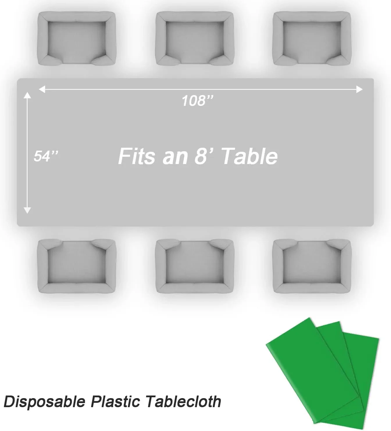Disposable Tablecloth, 54 X 108 Inches (137 X 274 cm), Suitable for Disposable Use at Parties, Easy to Clean for Picnic Tables