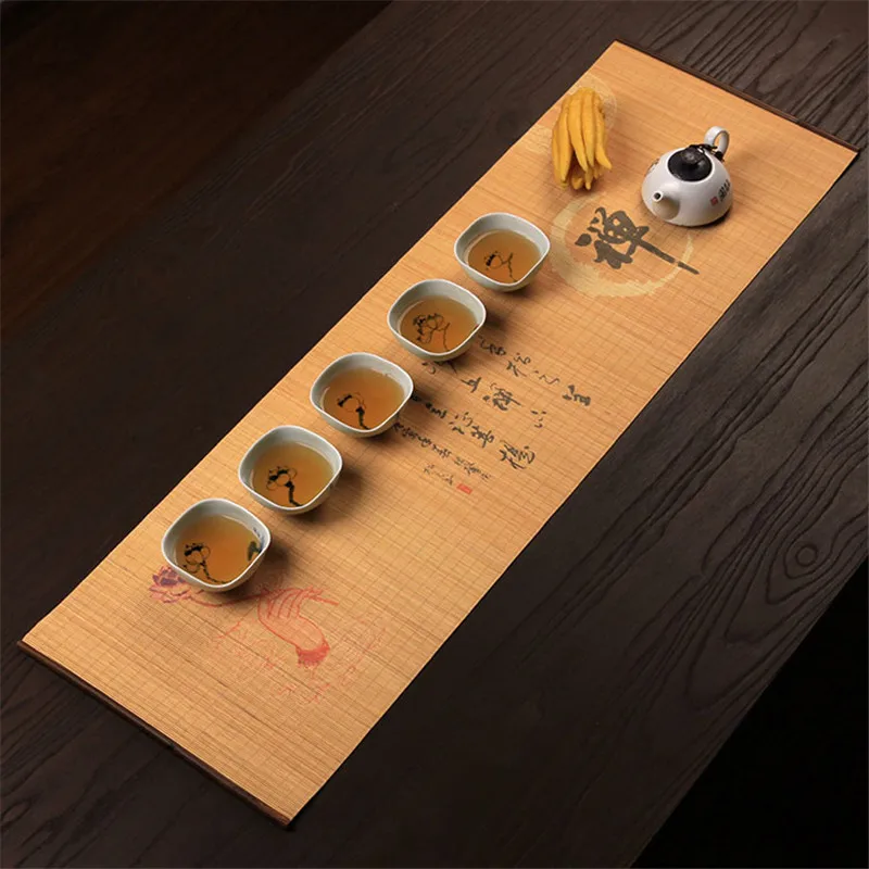 Bamboo Curtain Plate Mat Japanese Kung Fu Tea Ceremony Insulation Pad Zen Culture Bamboo Curtain Splint Foldable Table Runner