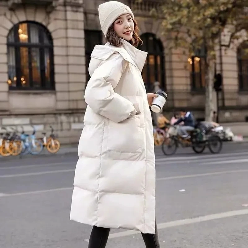 Down Cotton Jacket Women's Winter Clothing 2023 New Korean Loose Cotton-Padded Coat Casual Long Overcoat Thick Warm Hooded Parka