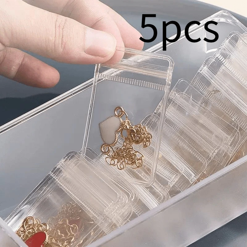 5pcs Mini Clear Jewelry Pouches - Portable Storage Bags for Rings, Earrings & Necklaces