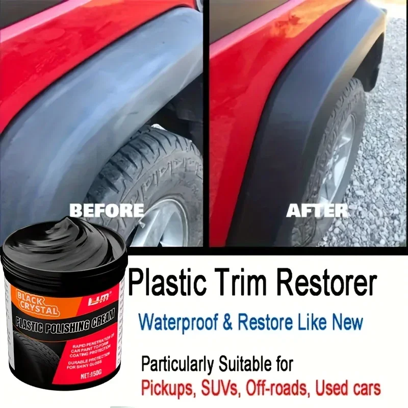 300g Plastic & Rubber Repair Paste - Black Crystal Polish for Car Scratches, Tire Shine & Interior Renewal, Anti-Aging & Fade Re