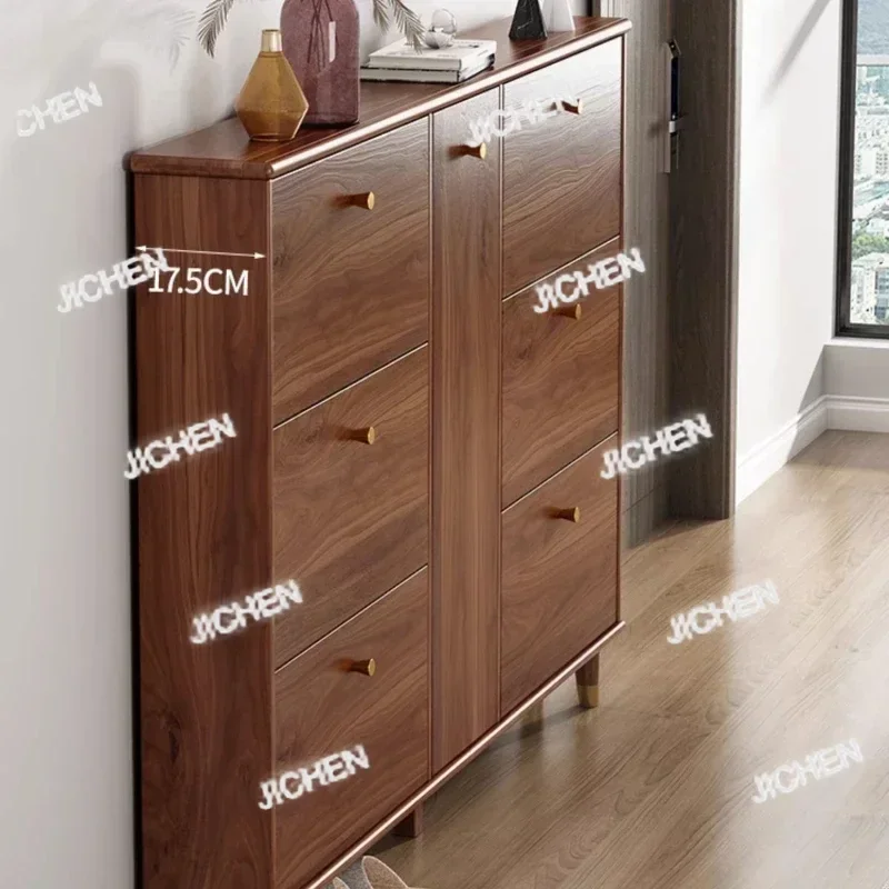 ZQT تصميم خزانة خذاء خشبية قوية عمودية جميلة غرفة المعيشة رف الأحذية المنظم توفير المساحة Schoenen Kast أثاث المنزل #3