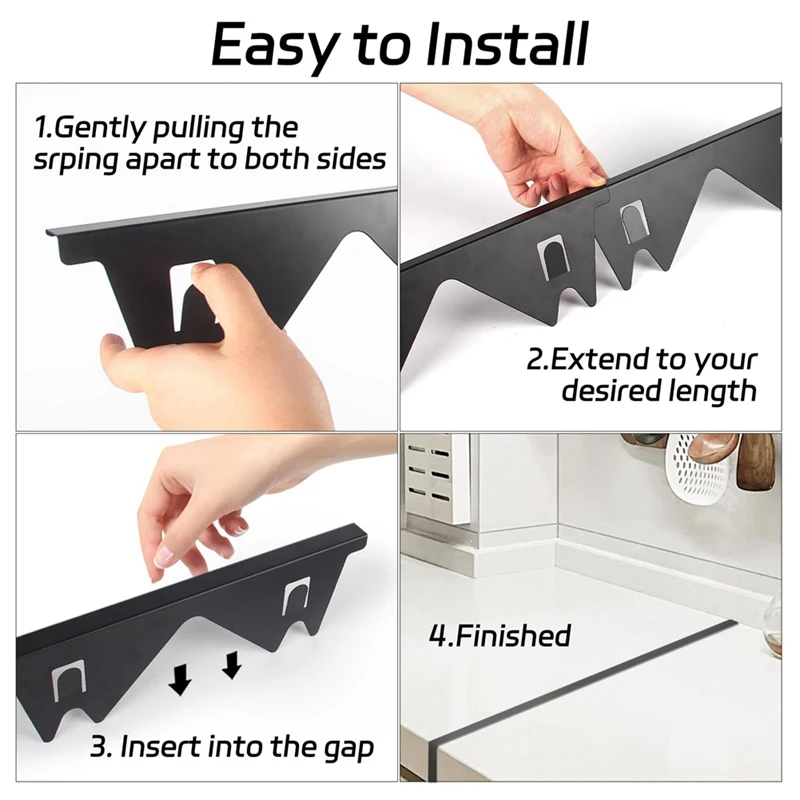 Adjustable Stainless Steel Stove Cover Guard With Stove Filler And Trim Kit For Kitchen, Extends From 13.8 To 27.6 Inch