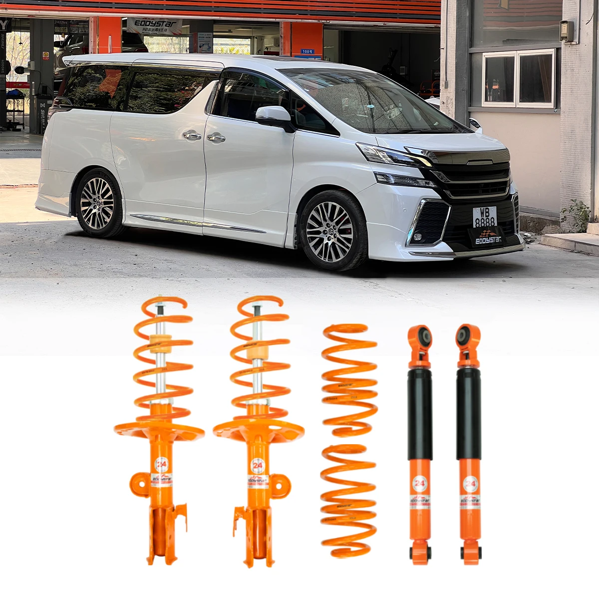 

24-Segment Adjustable Shock Absorber Part for Toyota Alphard Vellfire with Short Springs AYH30 AGH30 AYH20 AGH20 AAHH45