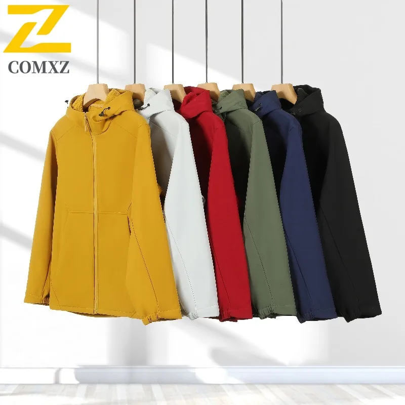 COMXZ الفاخرة مقنعين الرجال سترة 2025 المشي لمسافات طويلة رحلة سميكة معطف دافئ جميع الأغراض ارتداء اليومي ضوء الباردة والدليل على الشتاء ملابس جديدة #1