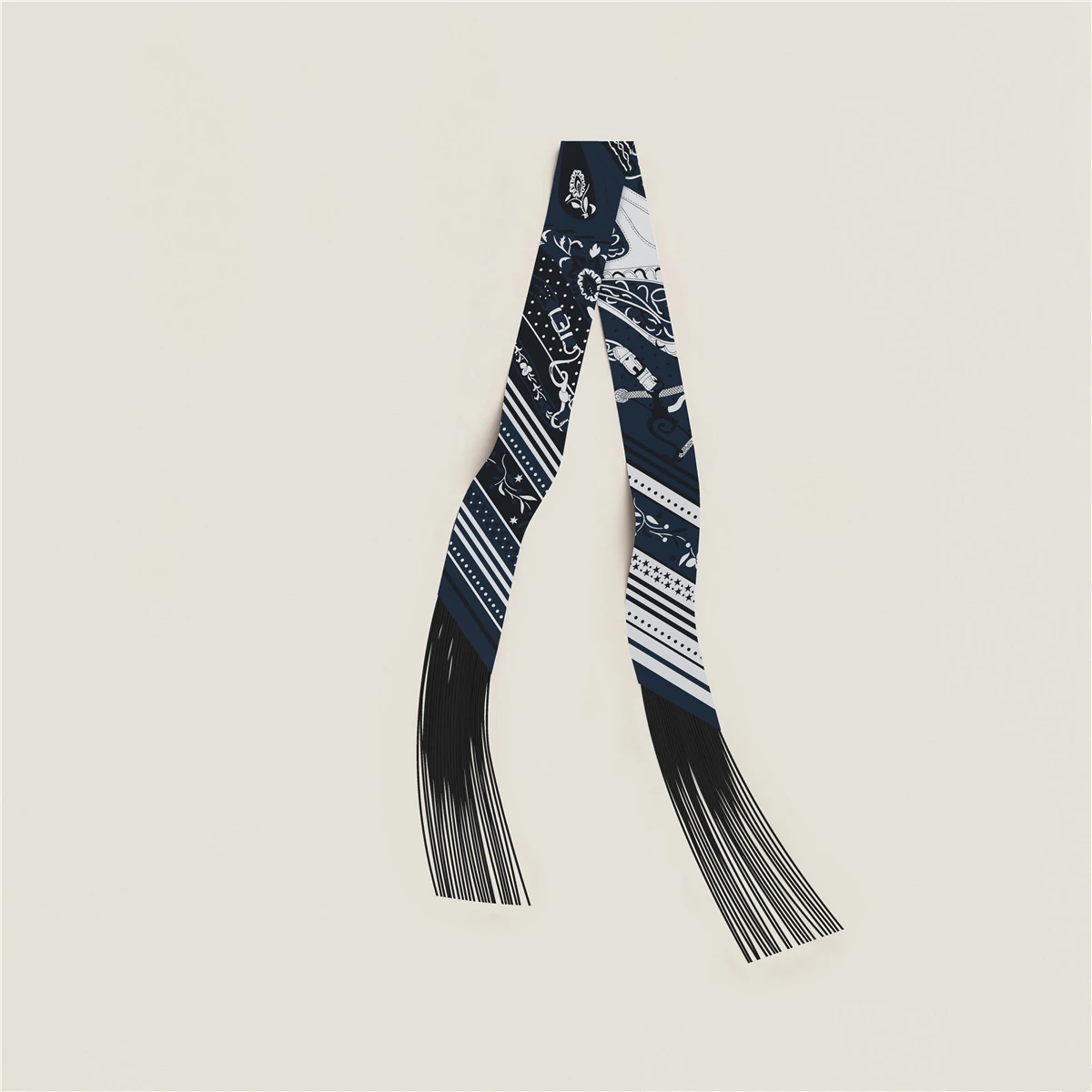 Quastenschal im Modedesign, Marken-Seidenschal für Damen, Haarband, Foulard, Schmaler Taschenschal, Halstuch, Handtaschen-Dekoration