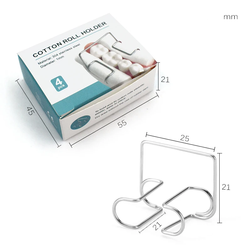 4개/박스 치과 교정용 면봉 클립 교정용 스테인리스 멸균 면봉 홀더 치과 격리 도구