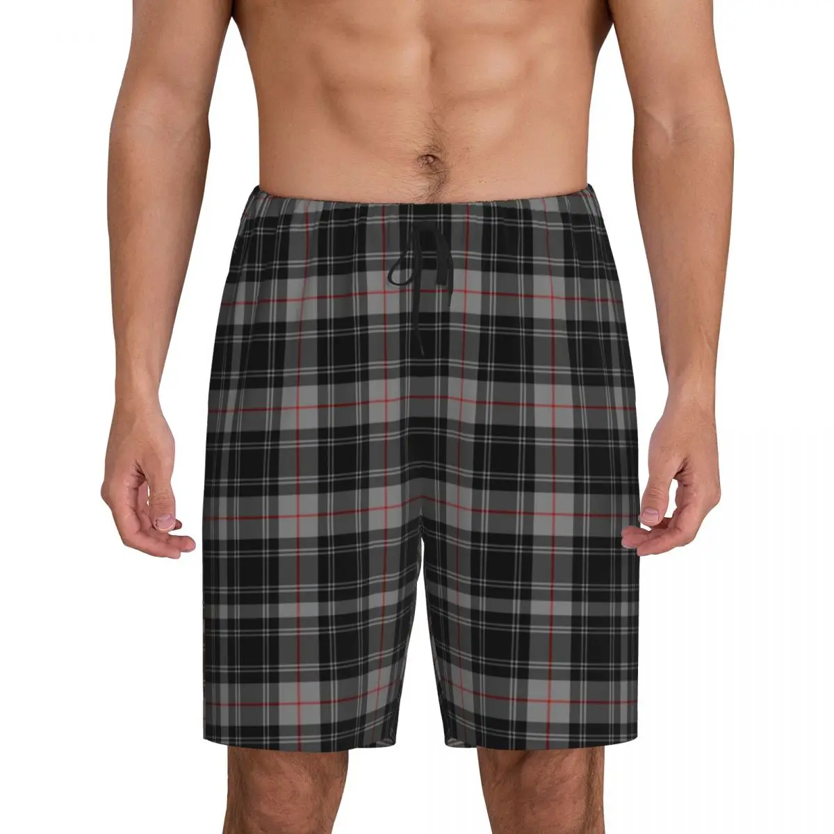 

Custom Clan Moffat Tartan Pajama Bottoms Men's Geometric Gingham Plaid Lounge Sleep Shorts Stretch Sleepwear Pjs with Pockets