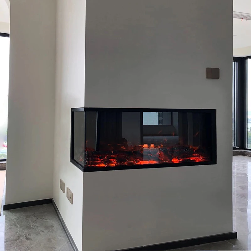 Decorative Hotel Exhibition Center Commercial Electric Heated with Music with Multicolor Realistic Flames Fireplace 120*18*40CM