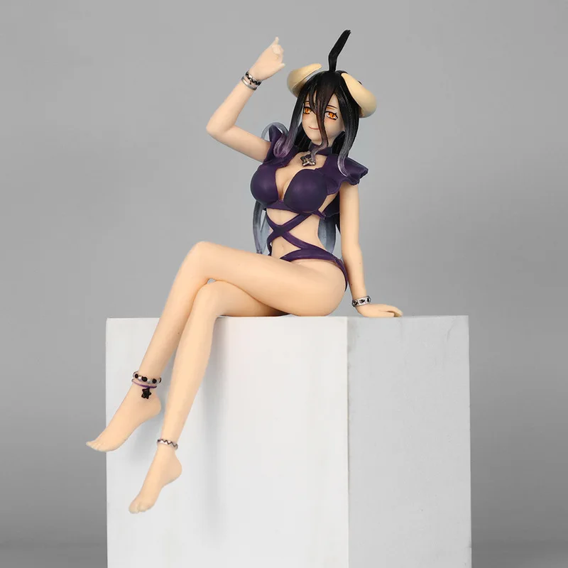 Overlord Albedo Sitting Pose PVC Figure Anime Beautiful Girl Figurine Desktop Car Interior Decor Collectible Ornament Gift