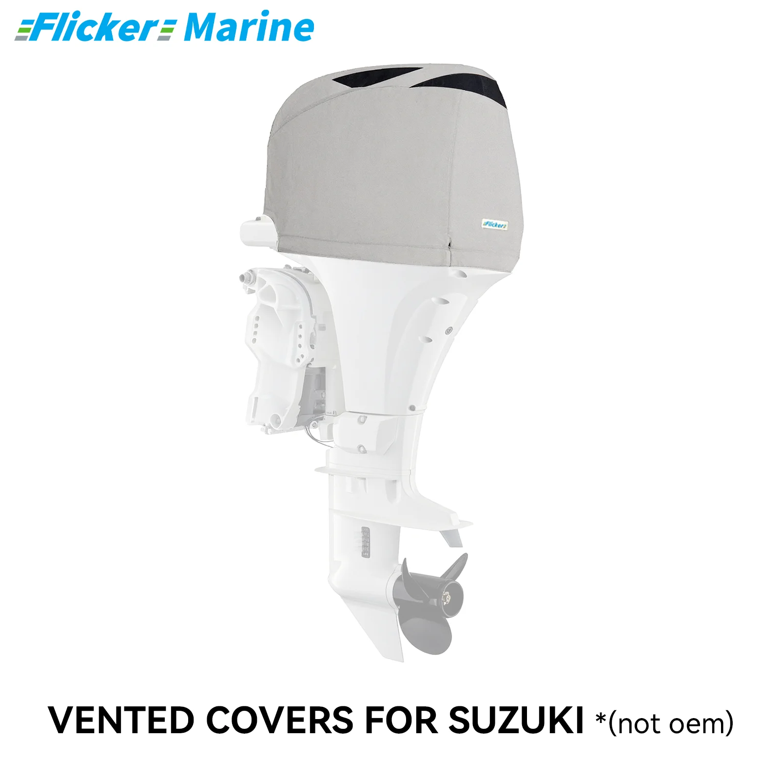 Flicker Vented Outboard Engine Cover Compatible With Suzuki DF100A DF115A DF140A, Triple Layer Protection, Fleece Lined