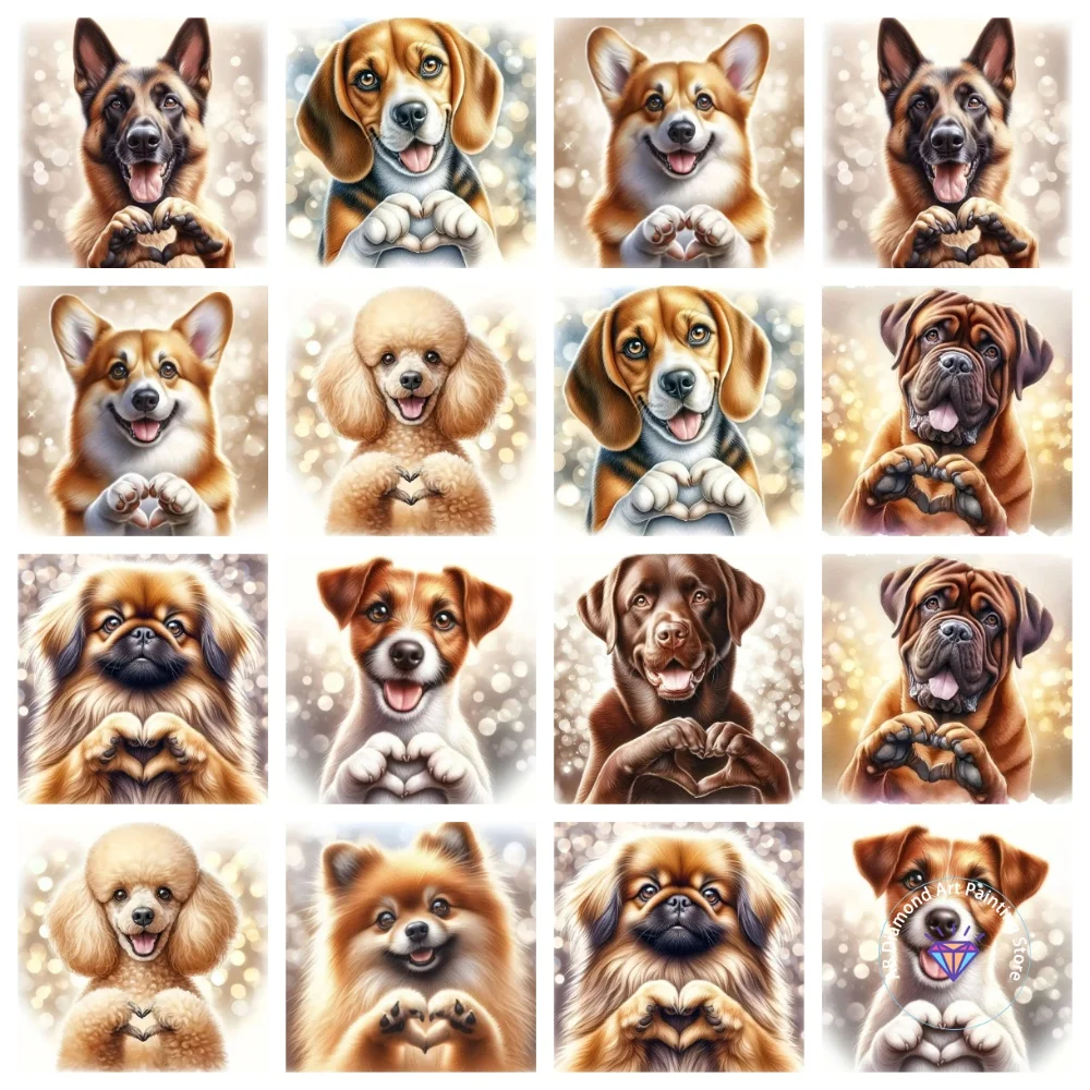 

Small Dog Animal AB Diamond Painting Kit Square Round Diamond 5D DIY Cross Embroidery Handmade Art Exquisite Gift Home Decor