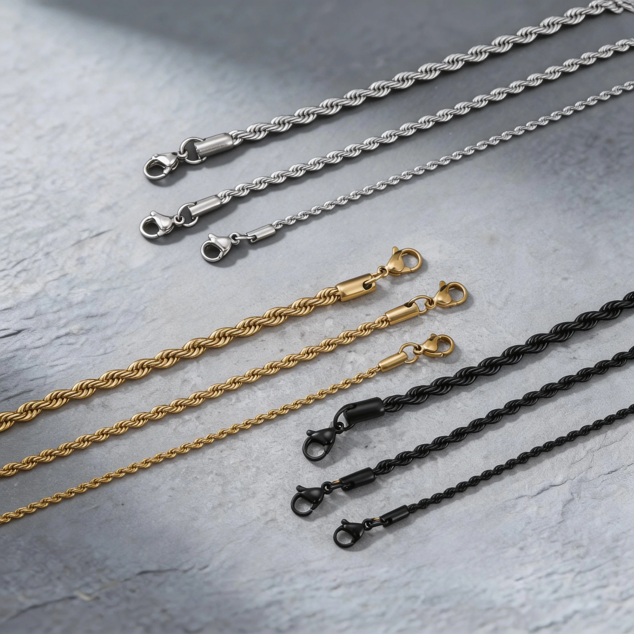 2/3/4mm Twisted Rope Chain Bracelet for Men Women, Stainless Steel Braided Link, Minimalist Jewelry Gift