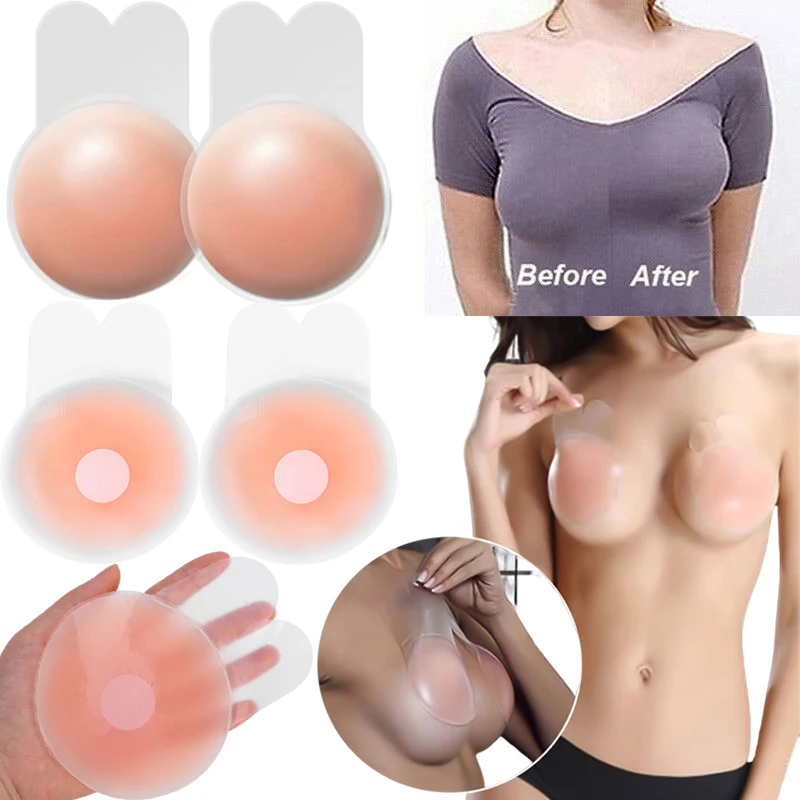 

Reusable Rabbit Nipple Cover Pasties Breast Push Up Stickers Adhesive Invisible Bra Lift Tape Women Nipples Covers Silicone Pads