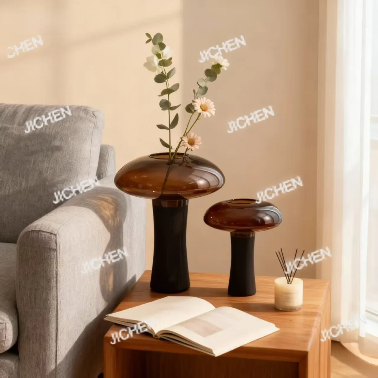 

Элитная стеклянная ваза в форме гриба для декора гостиной, прихожей, обеденного и конференц-столов