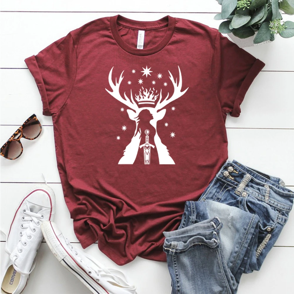 Throne of Glass Shirt Sarah J Maas Series T-shirt Acotar Queen of Terrasen Shirts Bookish Tee Vintage Aesthetic Shirt Casual Top