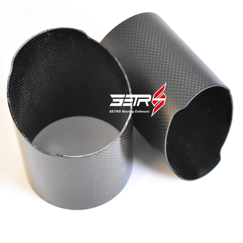 1PC Car Universal Straight Flange Carbon Fiber Exhaust Tip Cover Exhaust Muffler Pipe Tip case Exhaust Tip carbon fiber housing