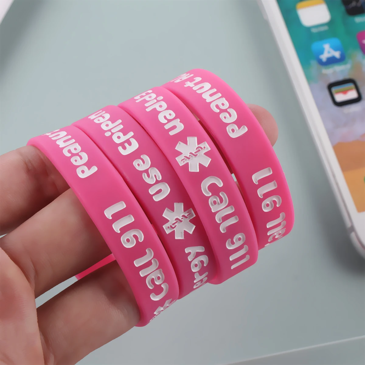 

4 Pcs Wrist Bands Silicone Bracelet Emergency Medical Awareness Pink Bracelets Kid Wristband Toddler